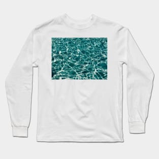 Blue Ocean Waves Pattern Long Sleeve T-Shirt